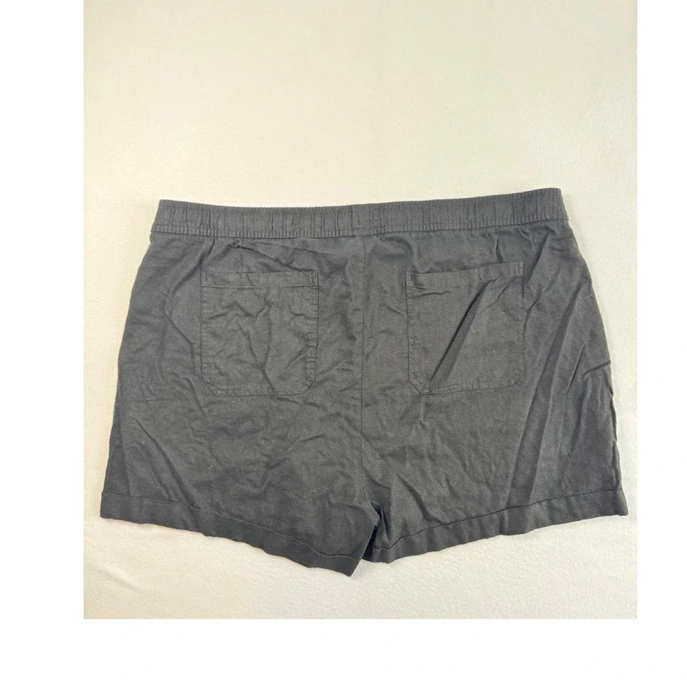 Coastal Old Navy‎ Womens XXL Shorts Black Linen Blend High Rise Elastic Waist